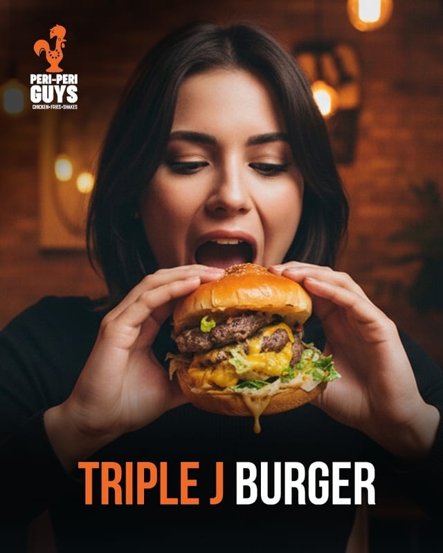 Triple Beef Burger (3 Patties Grass Fed).